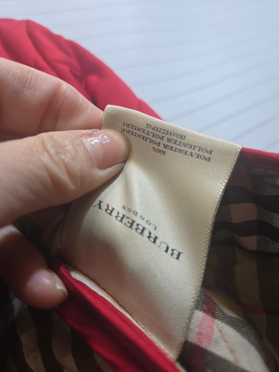 버버리(정품) 퀼팅 자켓 레드 체크 상품이미지5