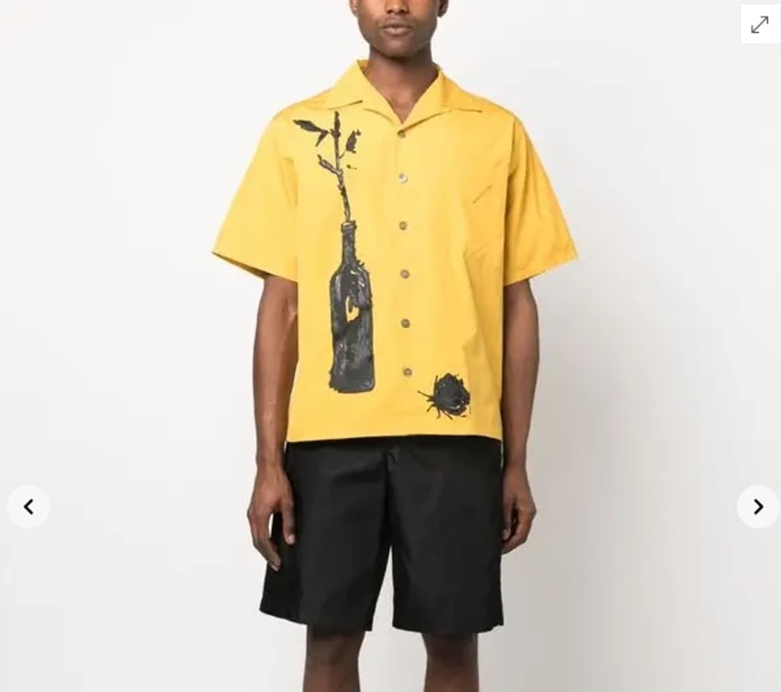 (A+/XXXL) / 프라다 프린팅 숏 슬리브 코튼 반팔 셔츠 옐로우 상품이미지10