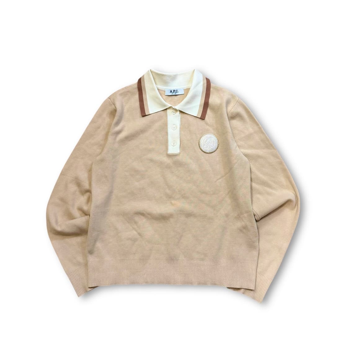 A.P.C Golf 베이지 긴팔 카라 니트  상품이미지1