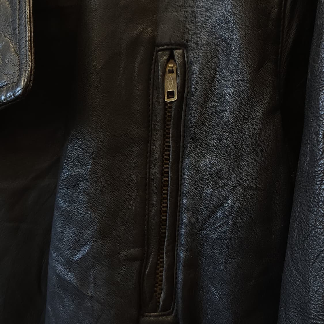90s 프랑스 빈티지 가죽자켓 빈티지 바이커 레더자켓 블랙 50 상품이미지5