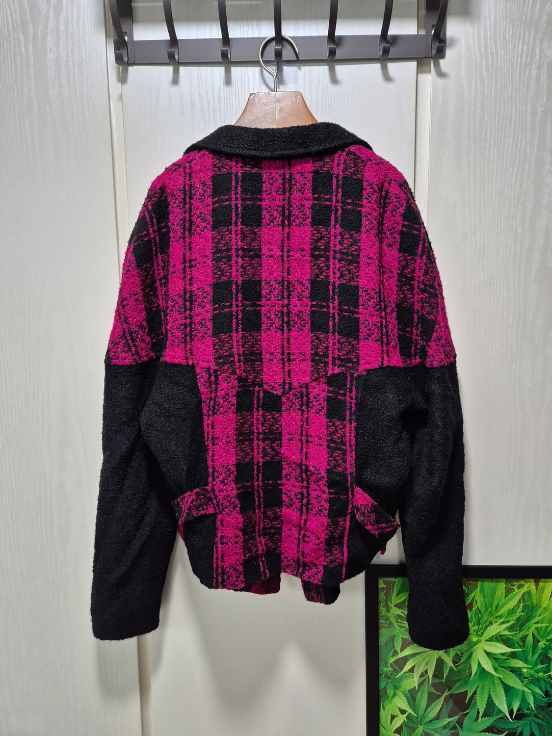 블랙 핑크 체크 봄버스타일 트위드 자켓 상품이미지10