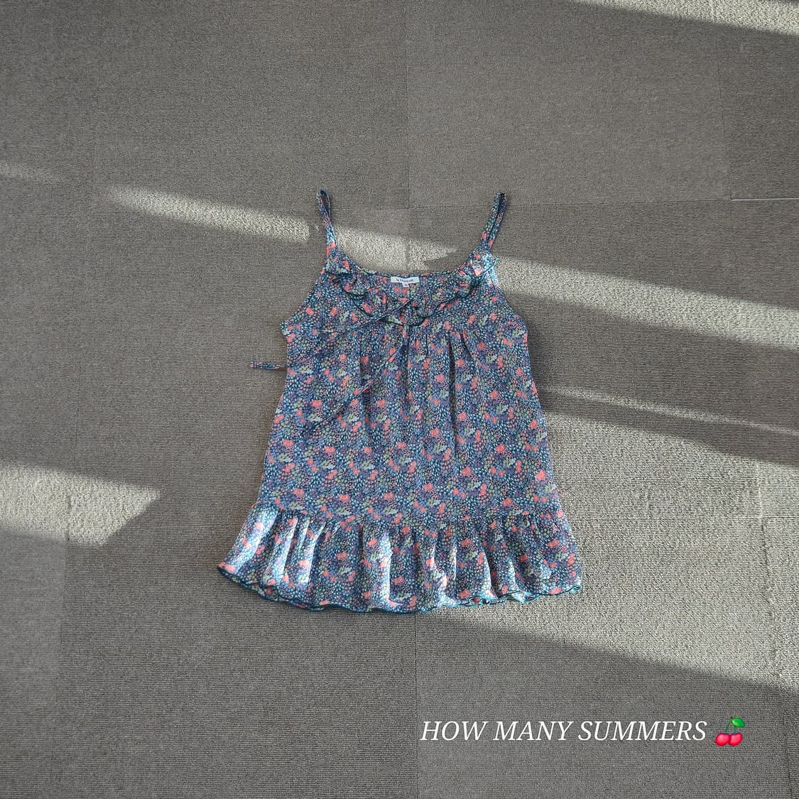 플라워 패턴 블루 네이비 슬리브리스 여름 상품이미지1