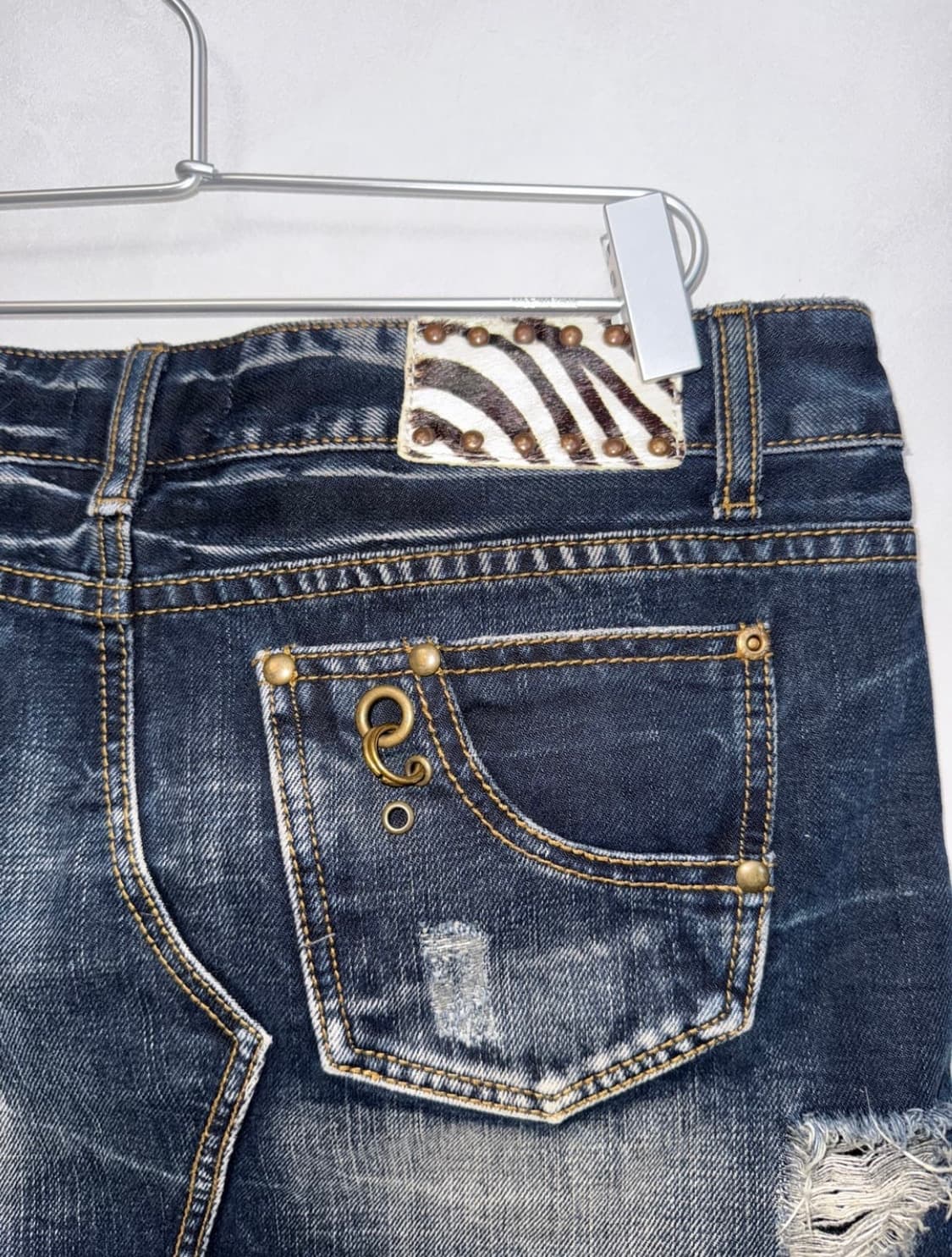 GGPX 피어싱 워싱 데미지 데님 스커트 갸루 Y2k 상품이미지2