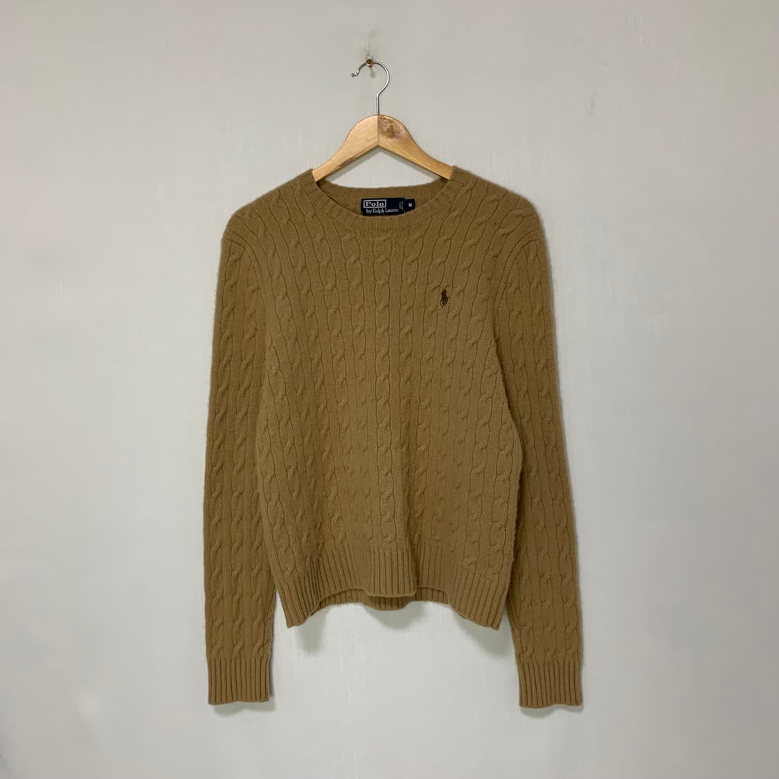 폴로 랄프로렌 빈티지 꽈배기 케이블 니트 M 브라운 베이지 메리노울 상품이미지1