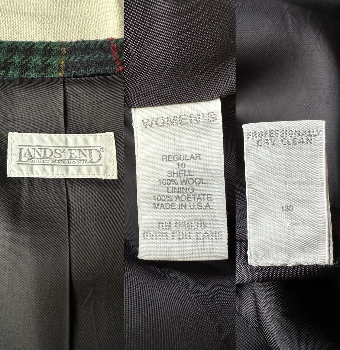 랜즈엔드 made in USA 타탄체크 울 원버튼 블레이저 10 상품이미지9