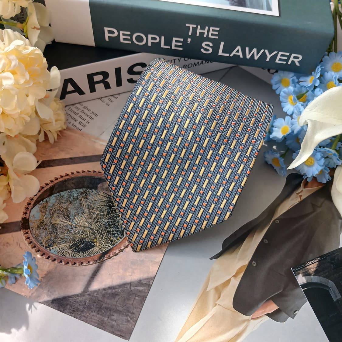 트루사르디 실크 네이비 패턴 넥타이 9.5cm A+등급 G13
 상품이미지4