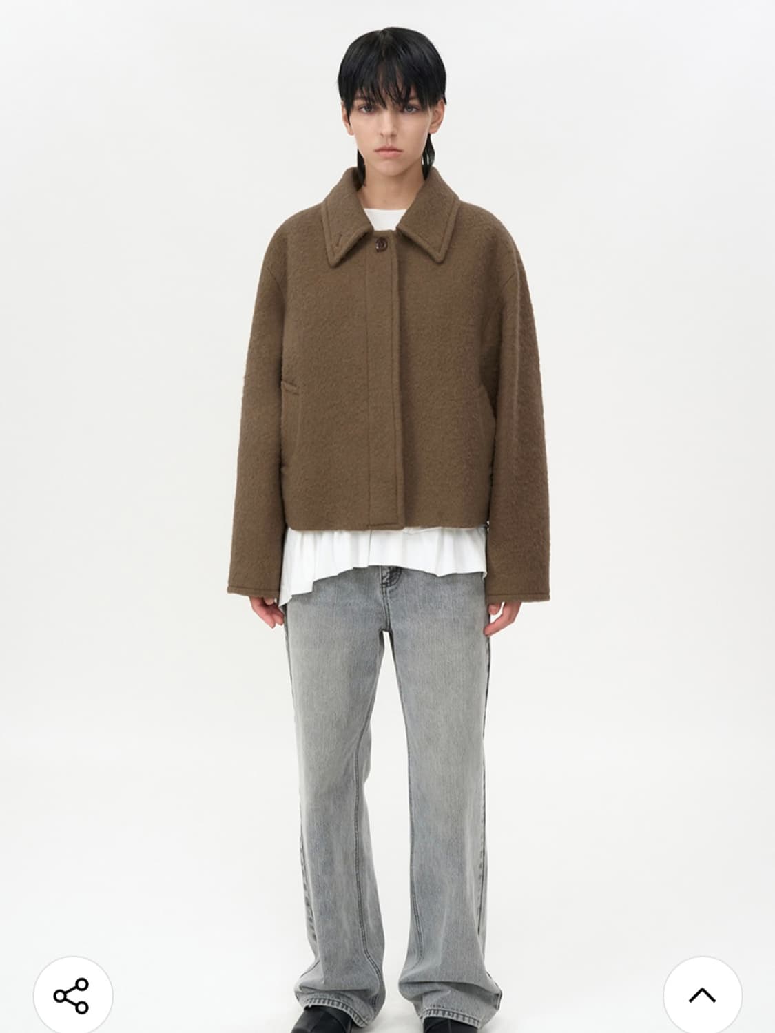 인사일런스 헤어리 알파카 하프 코트 카멜 상품이미지1