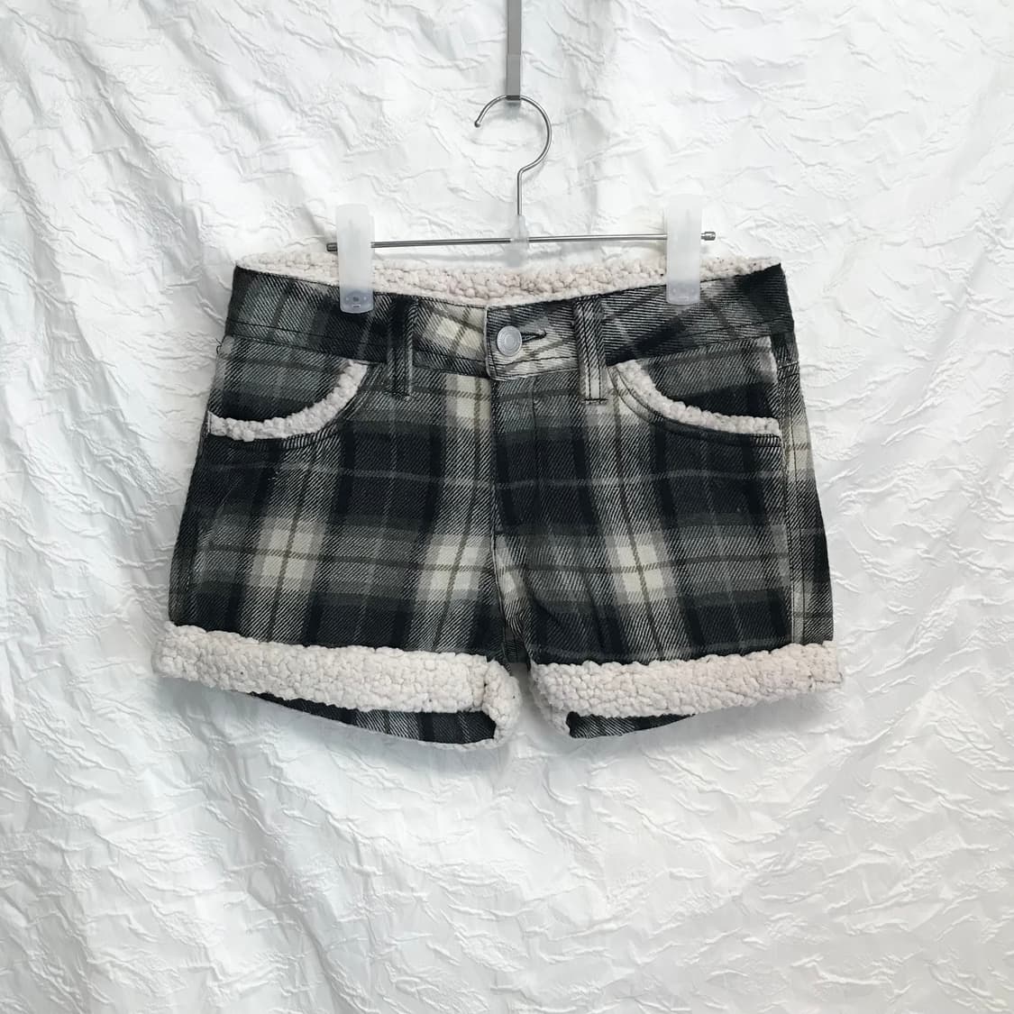 빈티지 playboy 플레이보이 니혼진 너드 체크 퍼 반바지 상품이미지2