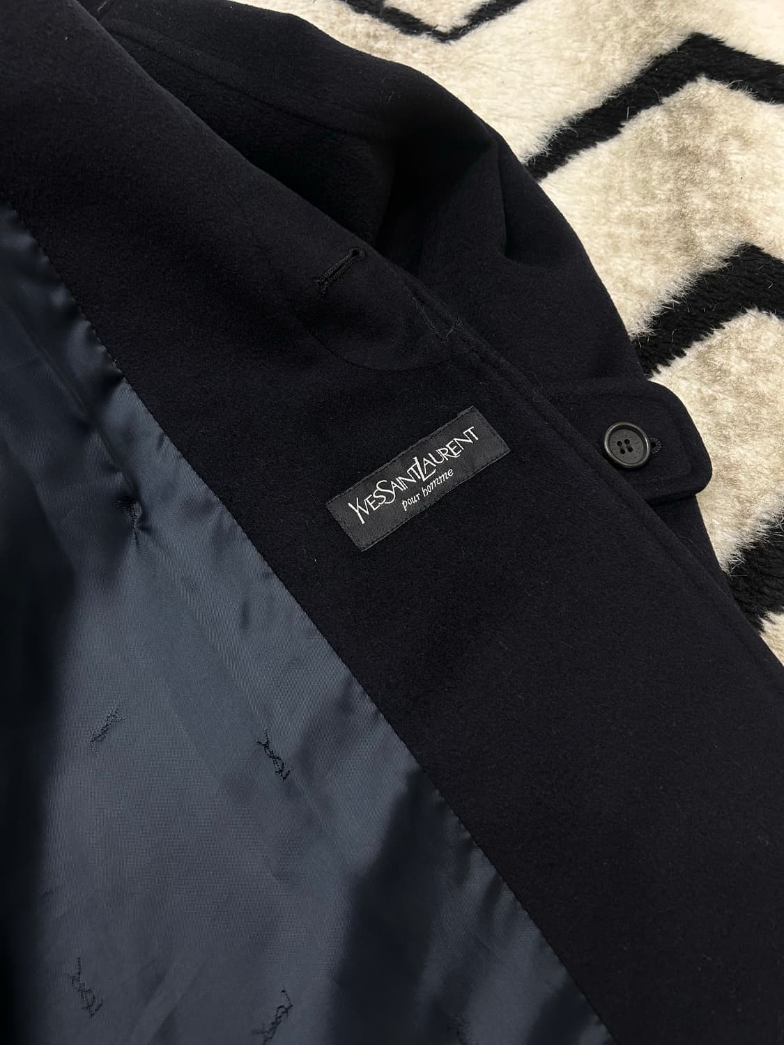 [실측XL]YSL 캐시미어 혼방 나그랑 롱코트/짙은네이비 상품이미지6