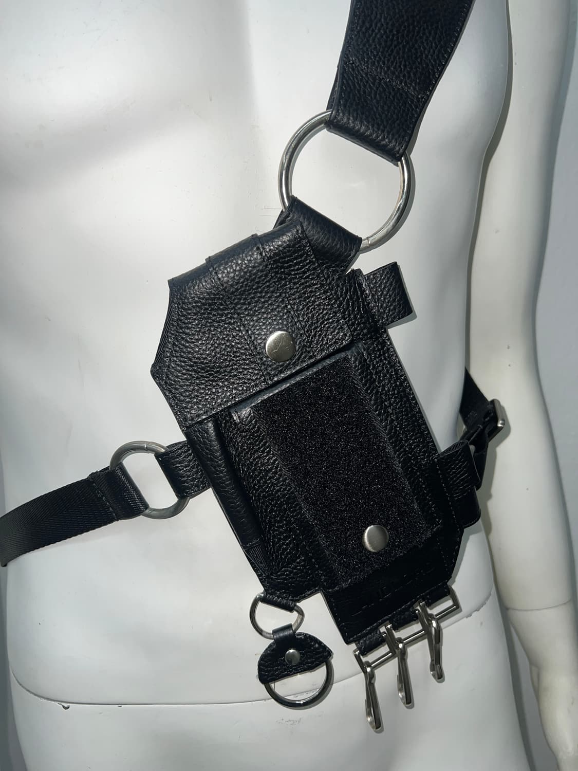 LANDLORD 블랙 가죽 유틸리티 백 사이버코어 택티컬 상품이미지2