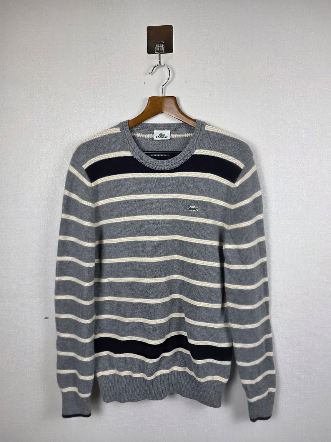 라코스테 남성 스트라이프 울 100% 라운드넥 풀오버 3호(95) 상품이미지2