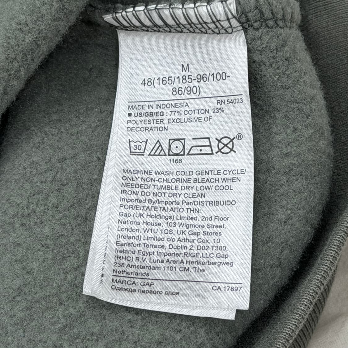 GAP 갭 스펠로고 카키 그린 기모 후드집업 M 상품이미지4