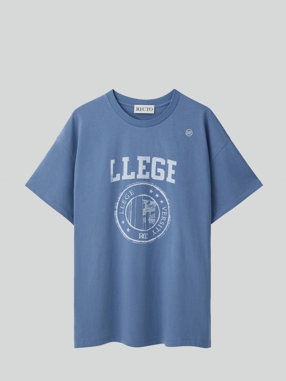 [새상품] 렉토 llege 리지 로고 티셔츠 블루 상품이미지1