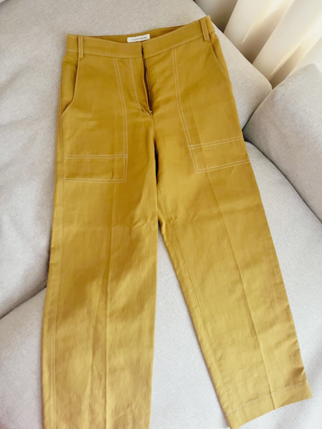 the cashmere 더캐시미어 머스타드 스티치 와이드 팬츠 상품이미지3