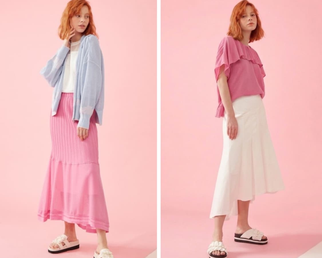 오즈세컨 머메이드 스커트, 러플패널 탑 66사이즈 상품이미지1