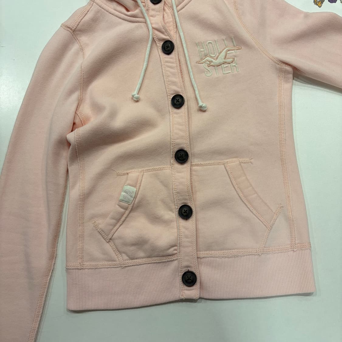 [S] 홀리스터 딸기우유 핑크 후드 가디건 B740 상품이미지7