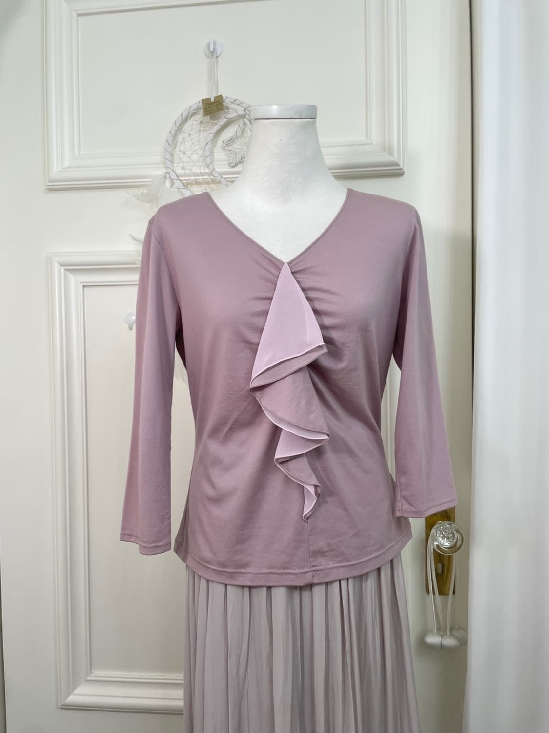 lavender ruffle point shirring tencel to 상품이미지1