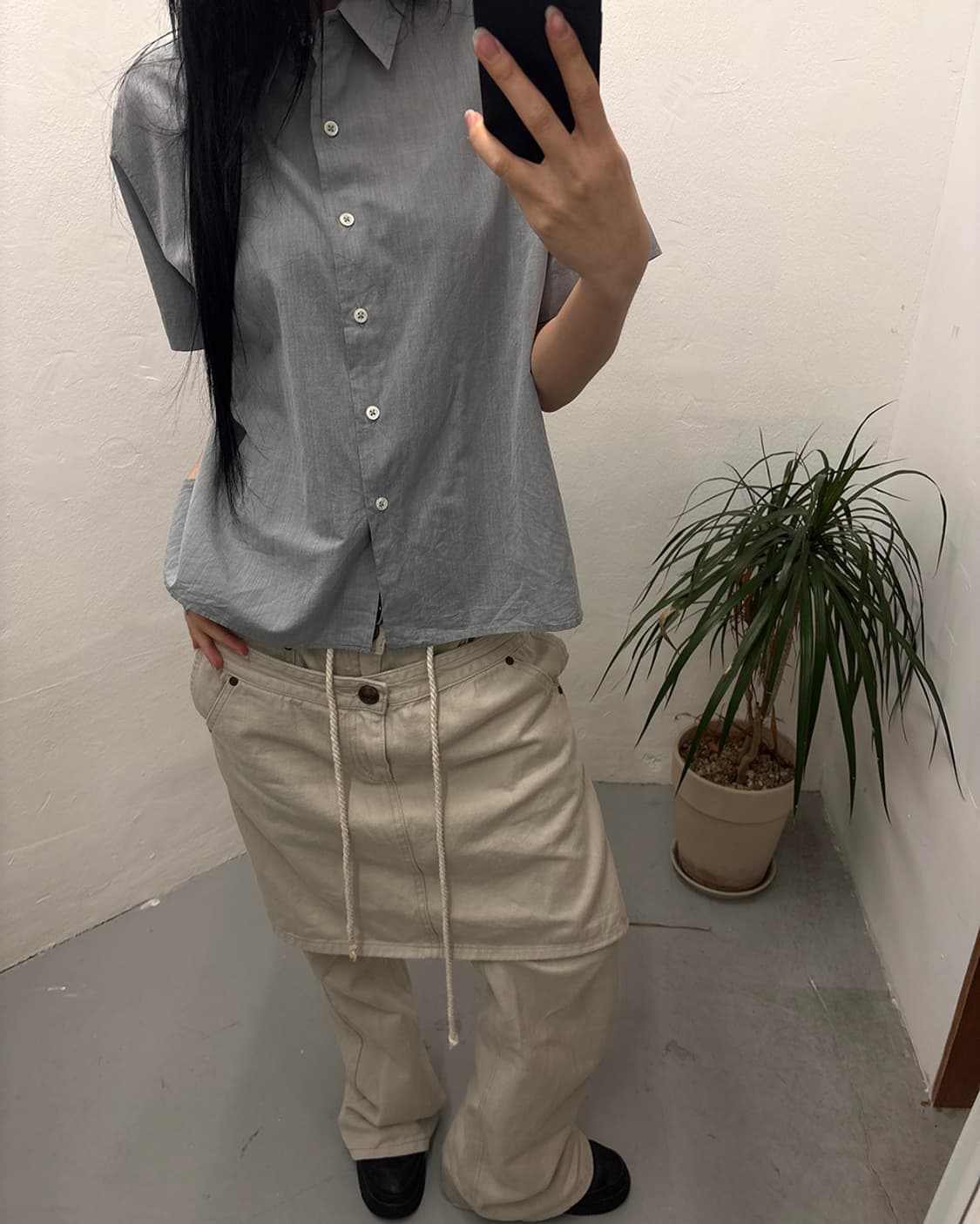 마가렛호웰 MARGARET HOWELL Washed Half Shirt 상품이미지5