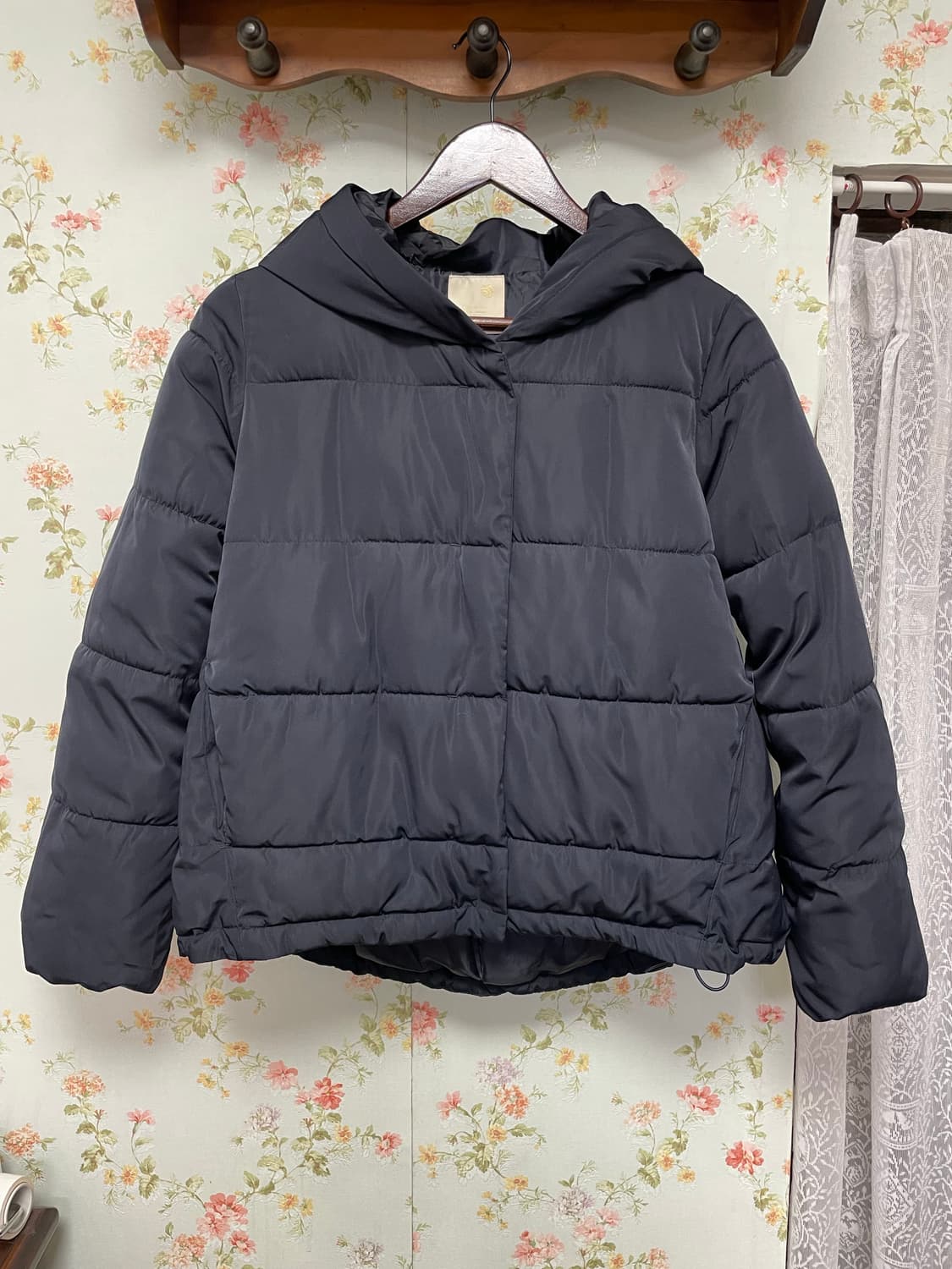 스냅단추 남색 숏패딩 상품이미지1