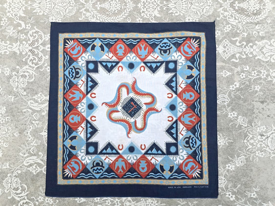 80-90s 아즈텍 남서부 웨스턴 반다나 (made in usa) 상품이미지1