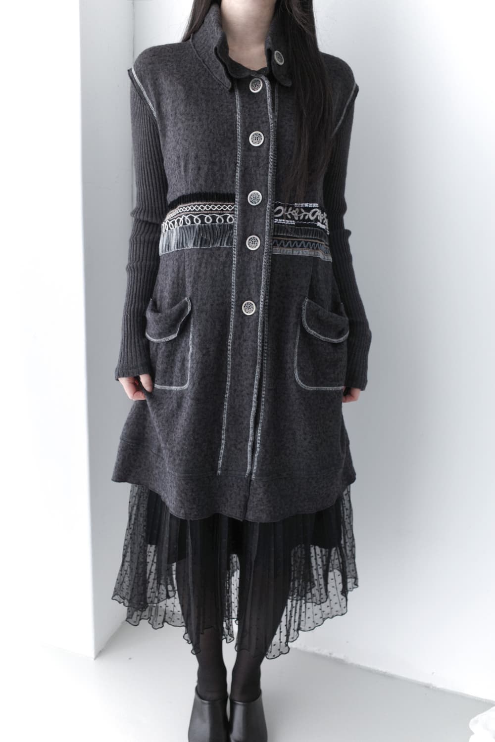 knit pattern long cardigun 상품이미지5