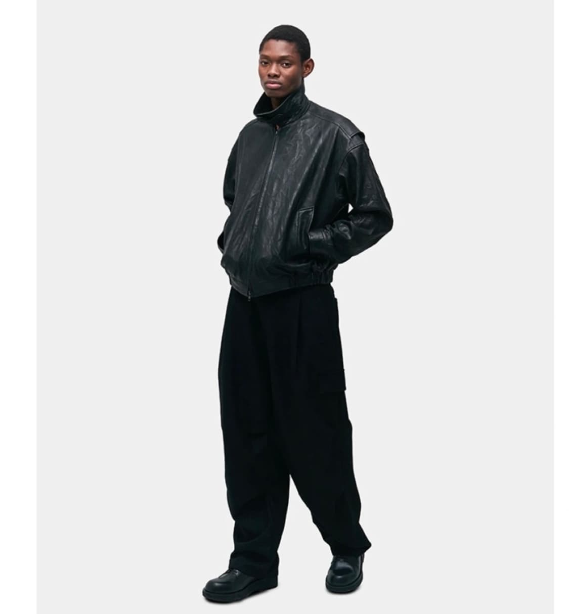 (M) 쿠어 램스킨 크리즈 블루종 블랙 상품이미지5