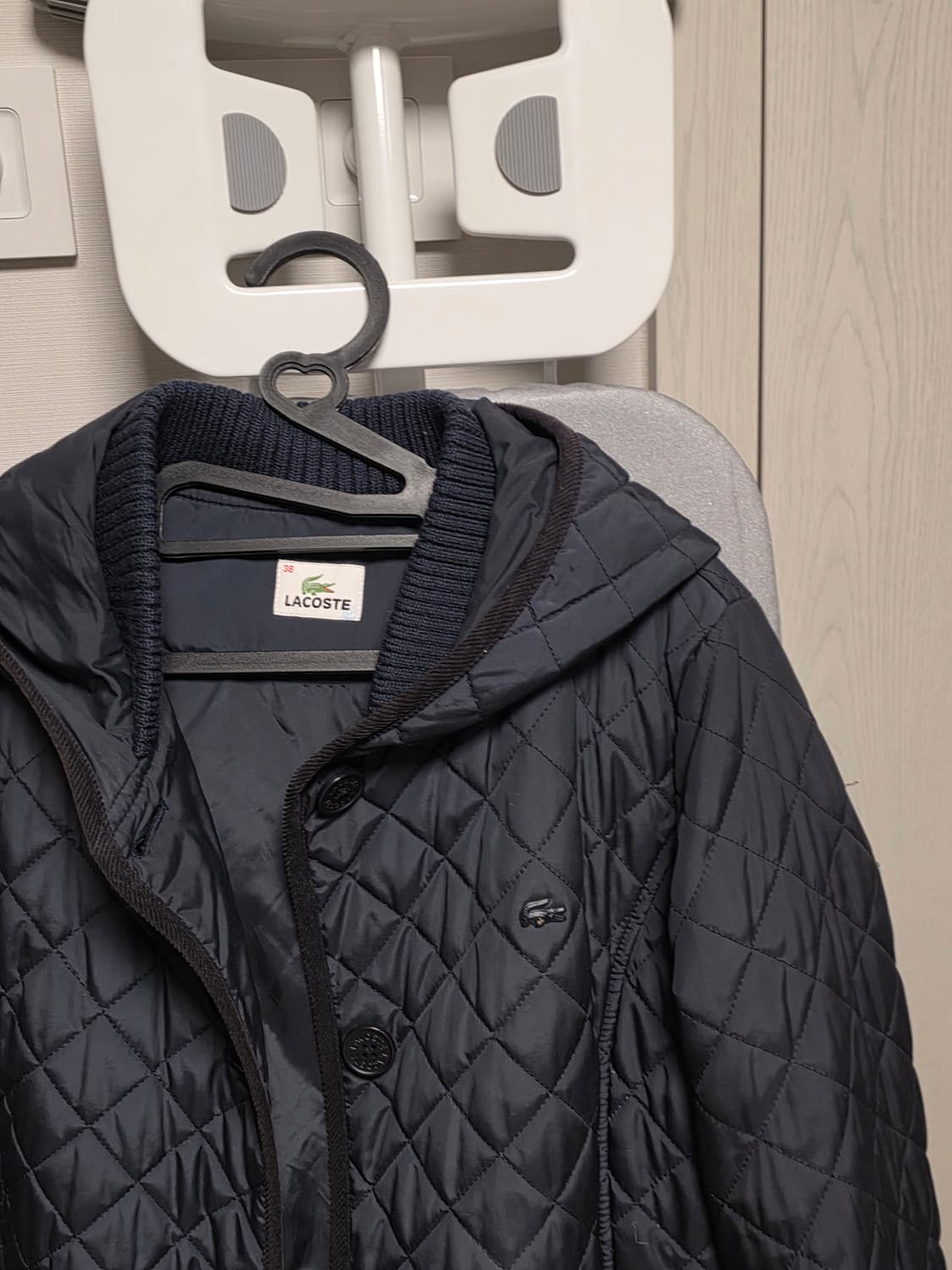 라코스테 네이비 퀼팅 후드 패딩 코트 상품이미지2
