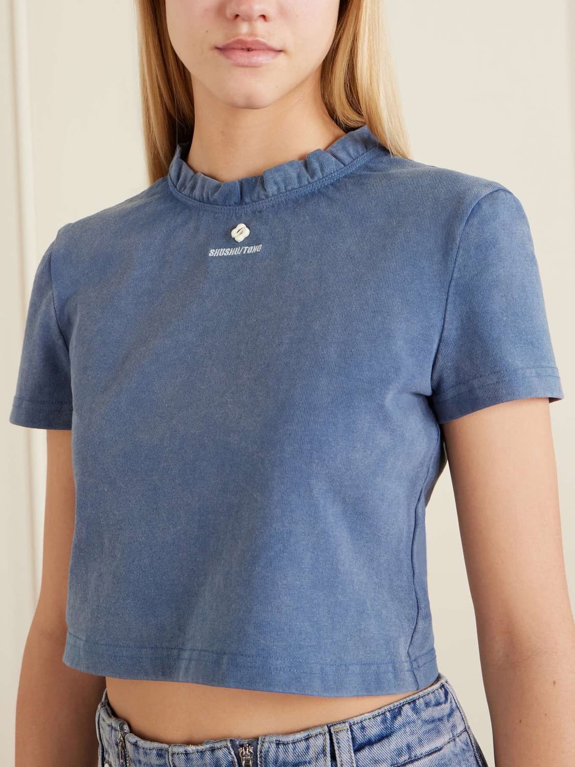 [8,10]슈슈통 26ss Wave 레이스 카라 티셔츠/블루 상품이미지5