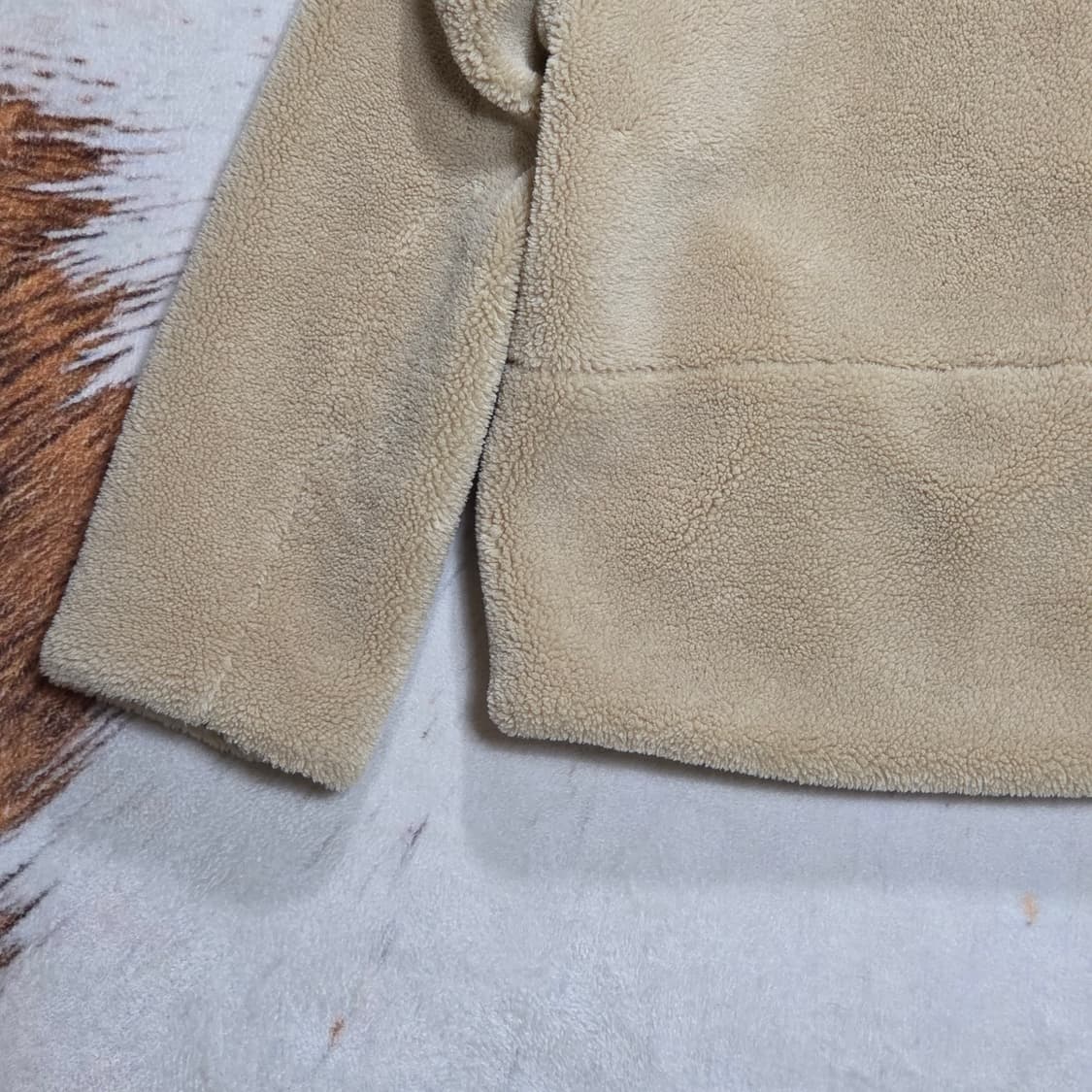 빈티지 베이지 뽀글이 퍼 카라 자켓 상품이미지6