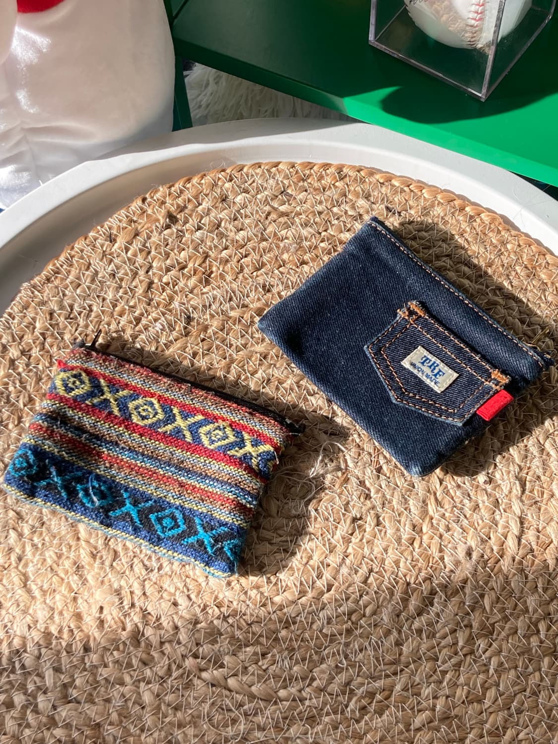 일본 빈티지 에스닉 무지개떡 패치워크 데님 코인 파우치 동전 지갑 상품이미지1