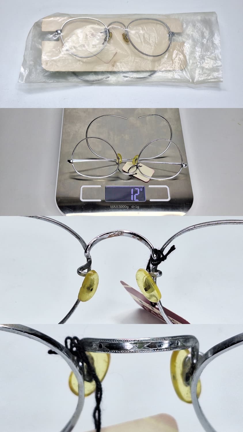 80s 일본제 빈티지 데드스톡 미사용/실버 케이블 템픅 안경테/클래식 상품이미지9