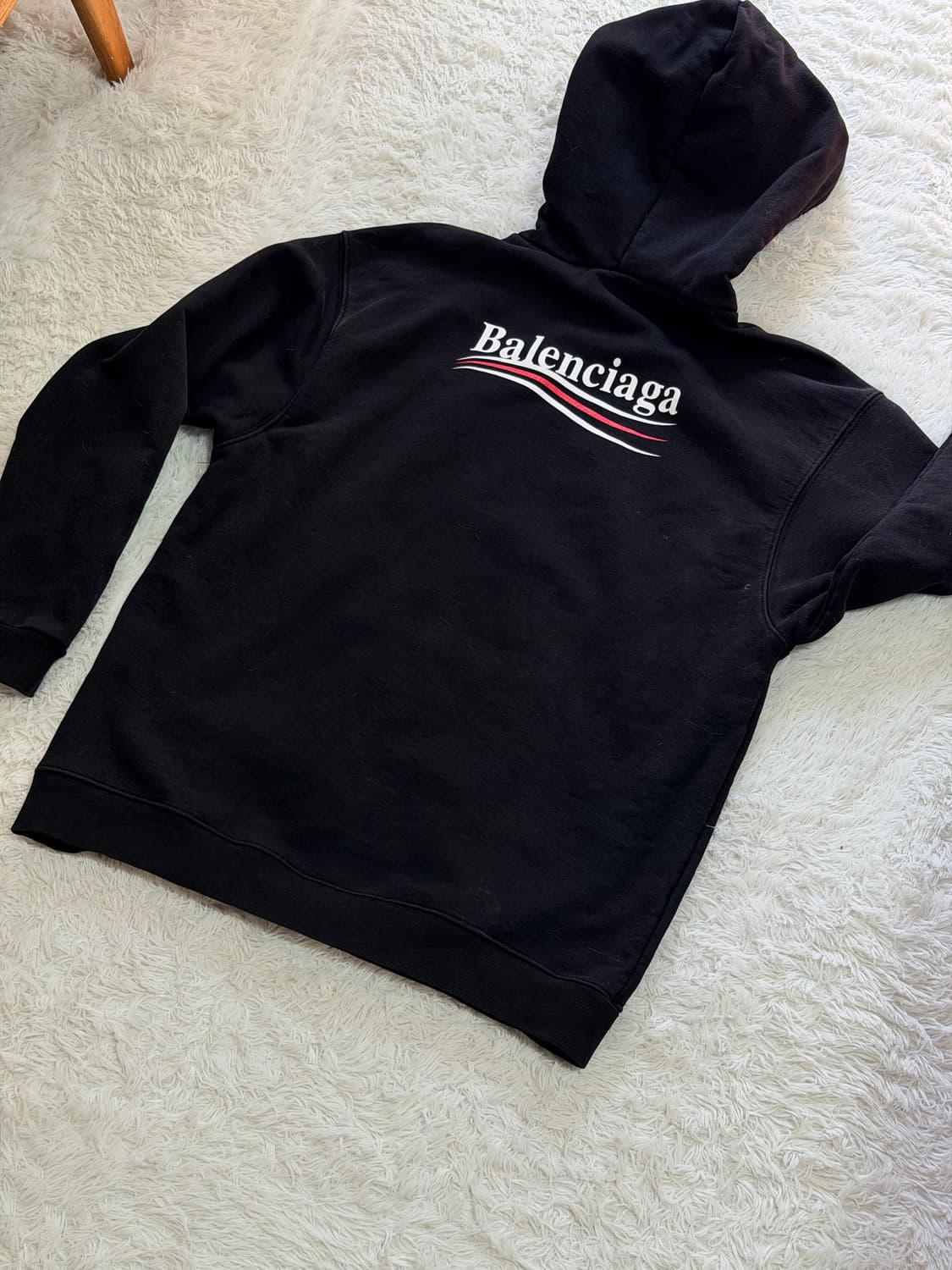 발렌시아가 웨이브 로고 후드티 블랙 L 상품이미지9