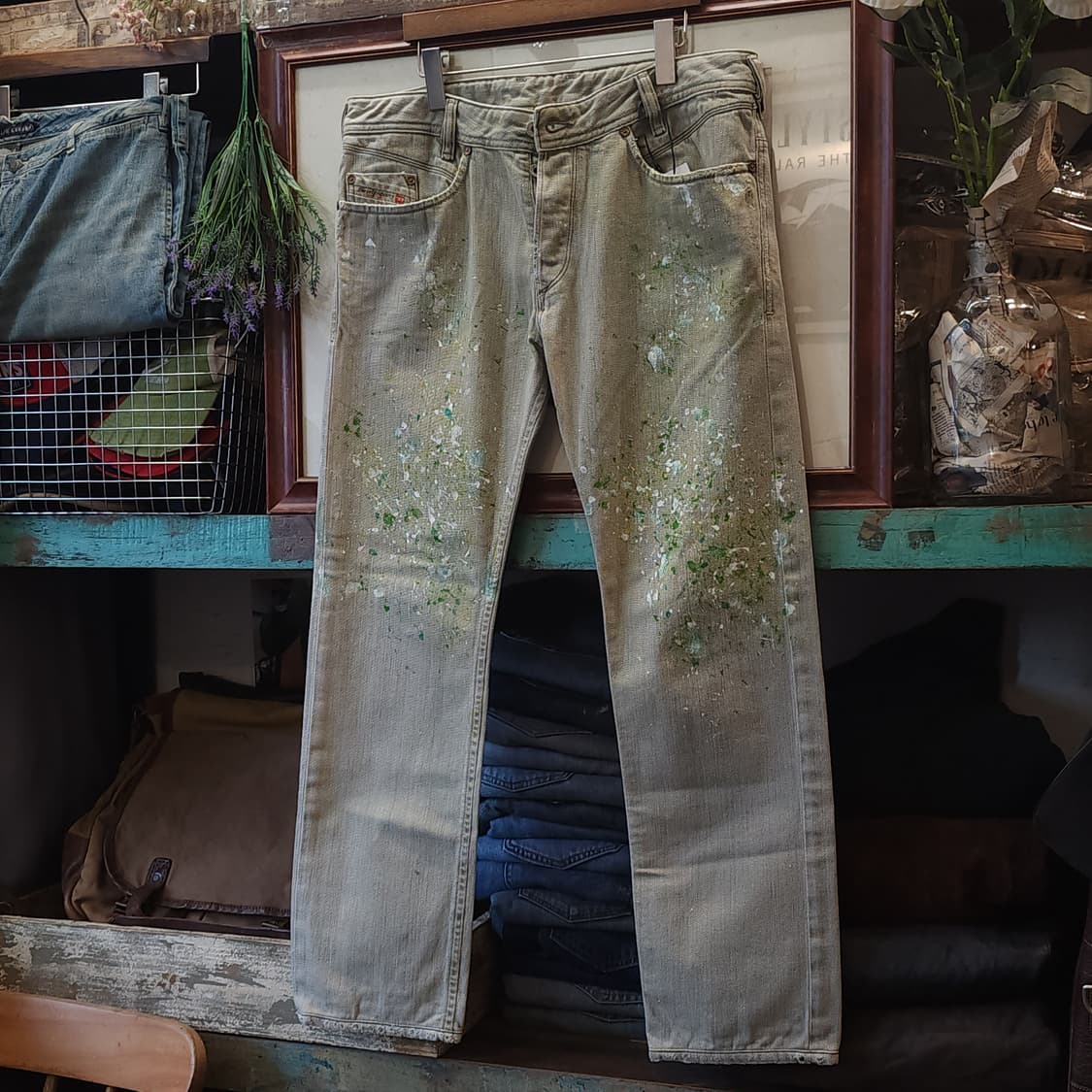 디젤 헤비코튼 코튼 팬츠 워크팬츠 페인팅 커스텀 33 상품이미지2