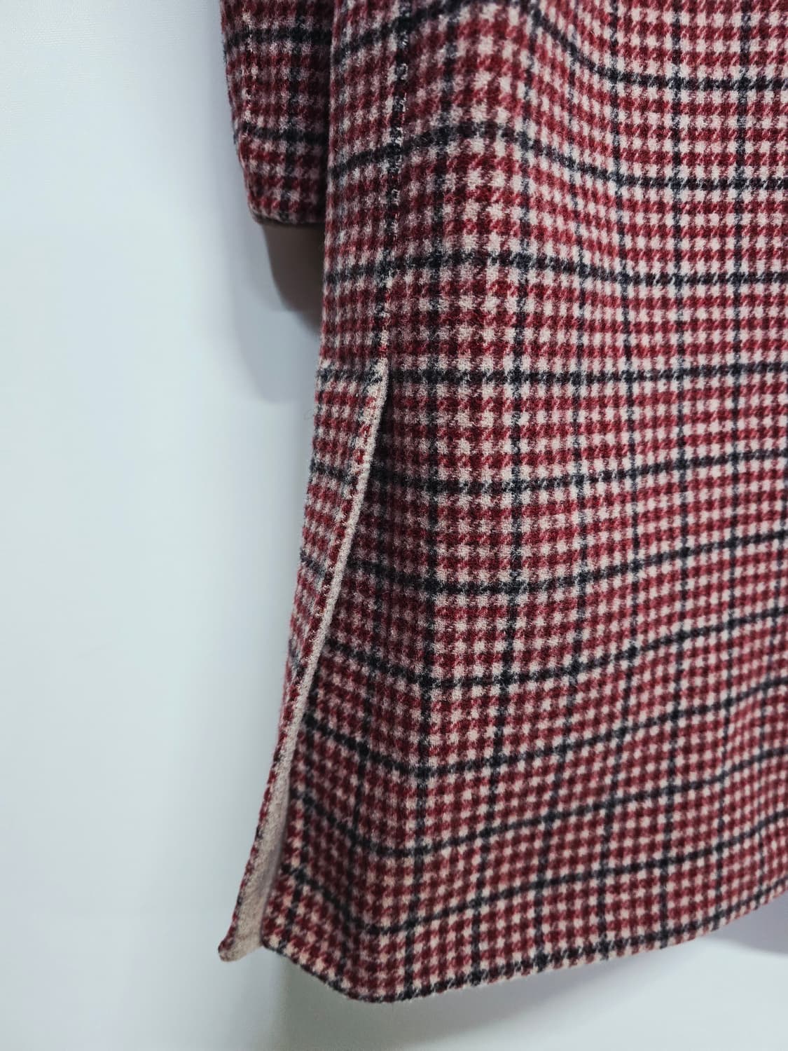 지센 핸드메이드 체크 후드 롱 코트 상품이미지5