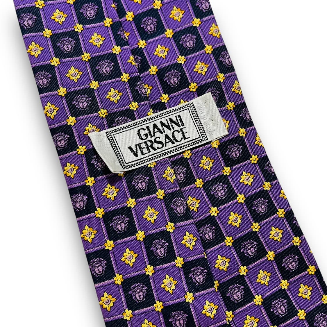 지아니 베르사체 90s 골드 메두사 고딕 퍼플 실크 넥타이 상품이미지6