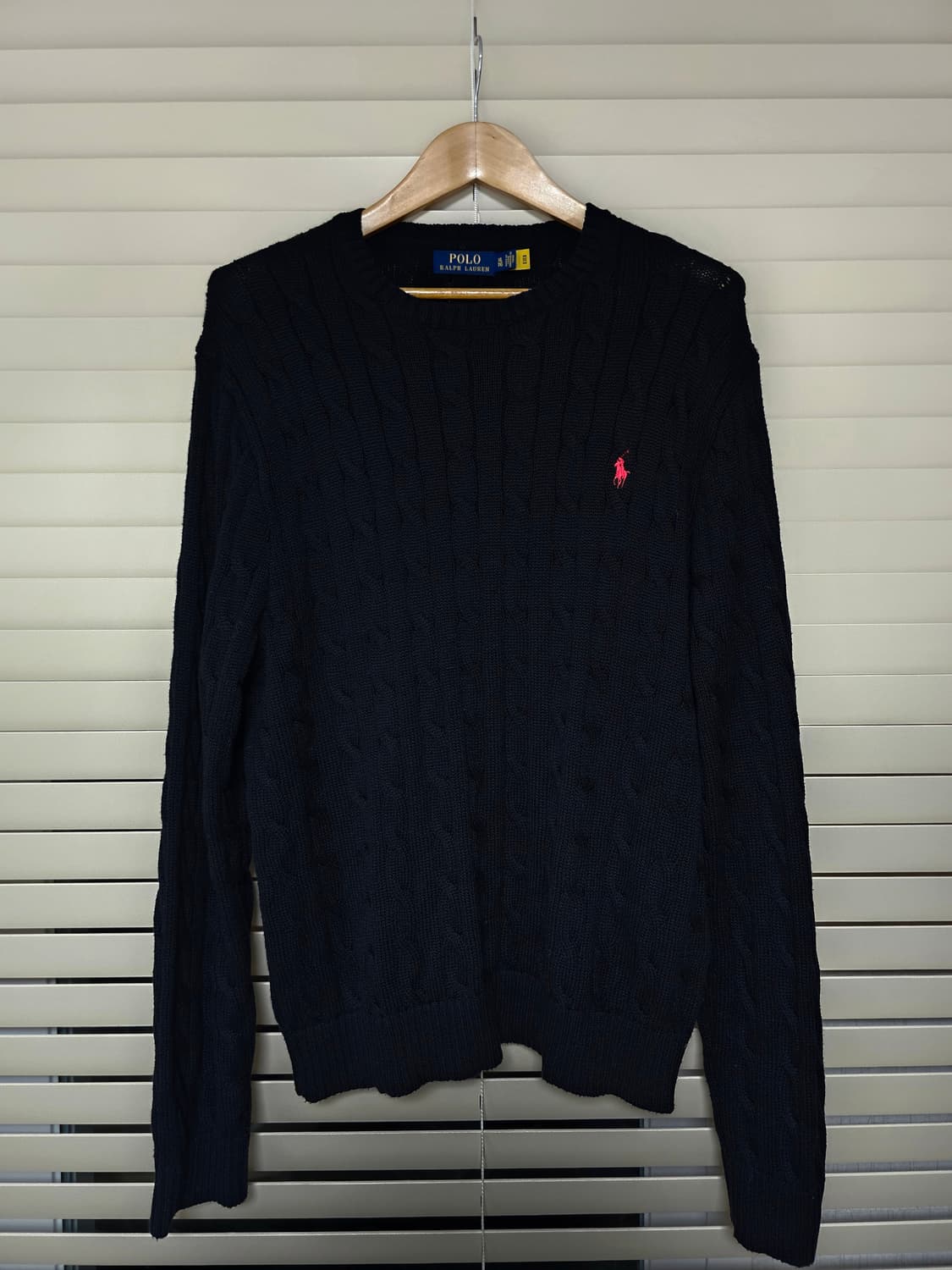 폴로 랄프로렌(QR정품)꽈배기 케이블 니트 블랙 XL 상품이미지1