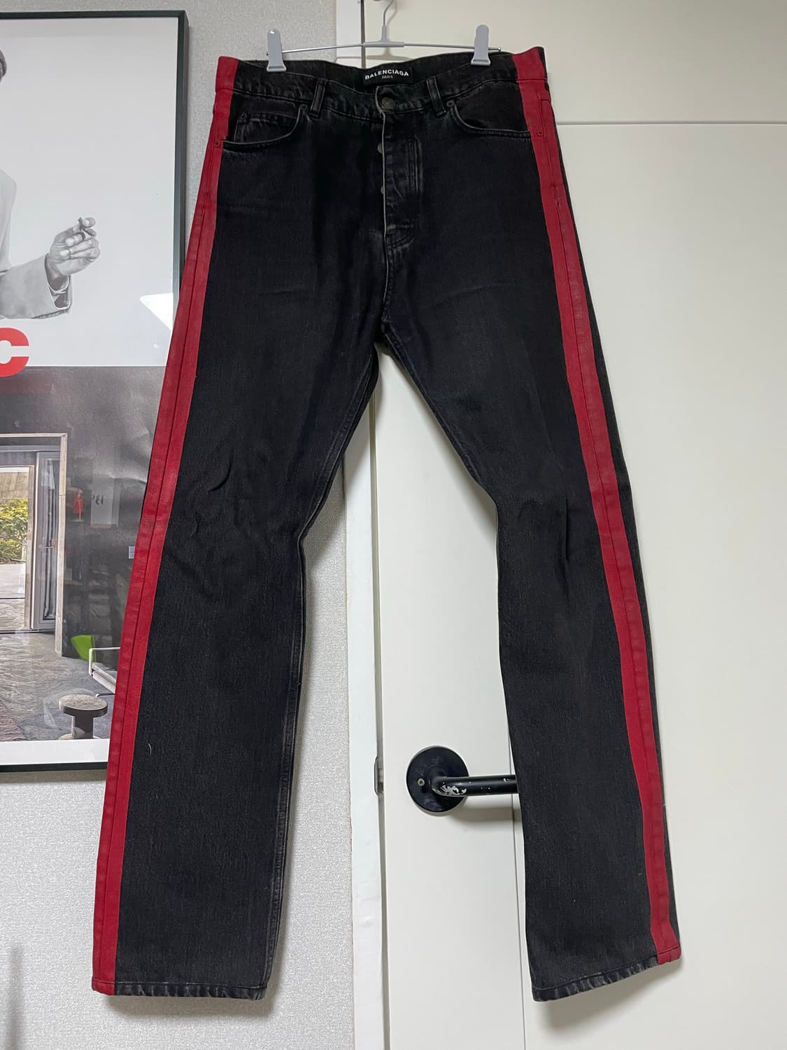 발렌시아가 레드 사이드 스트라이프 데님 진 상품이미지1