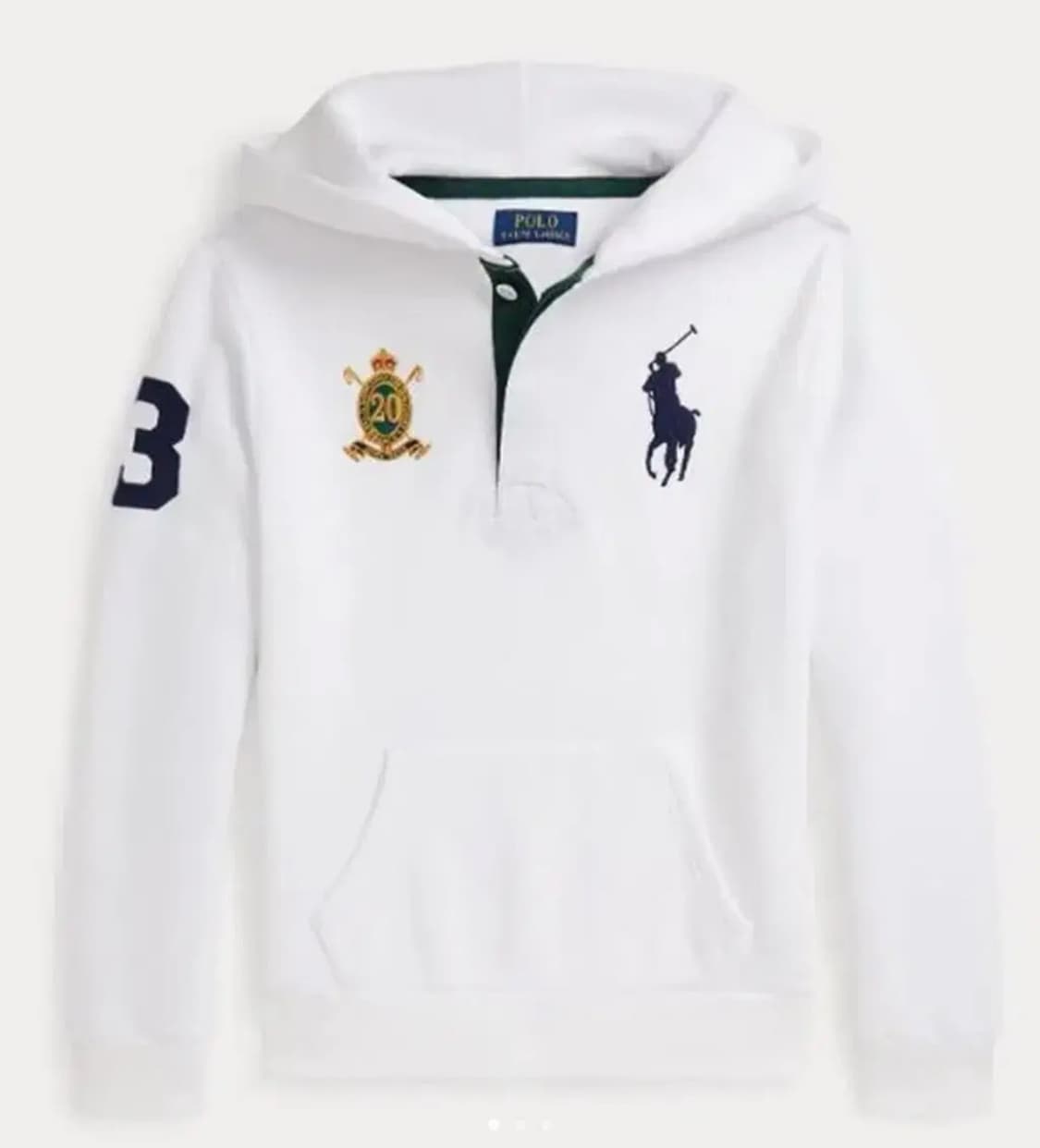 폴로 랄프로렌 보이즈 빅포니 20주년 크레스트 후드티 화이트 상품이미지1