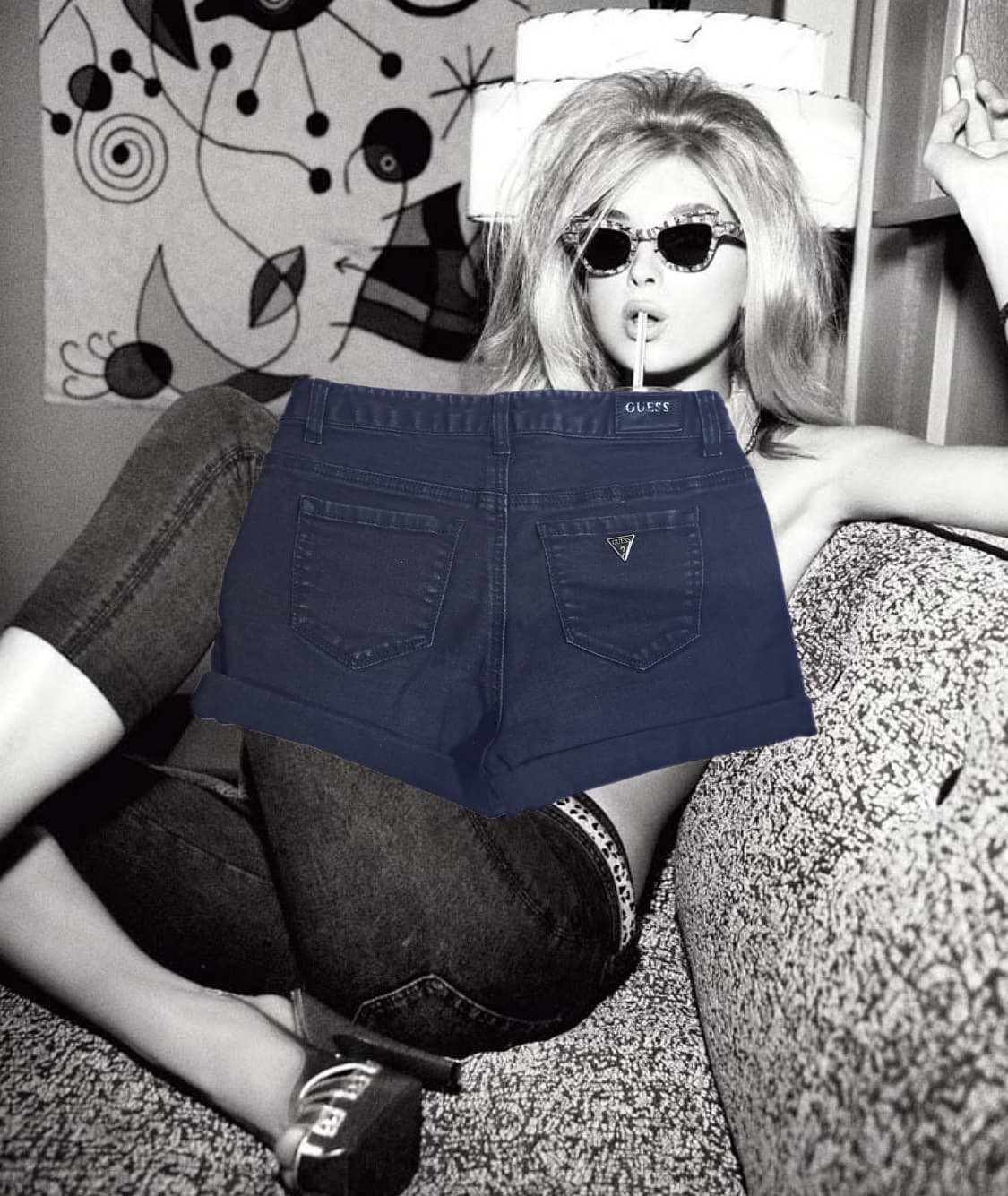 게스 핫팬츠 XS 블랙 상품이미지2