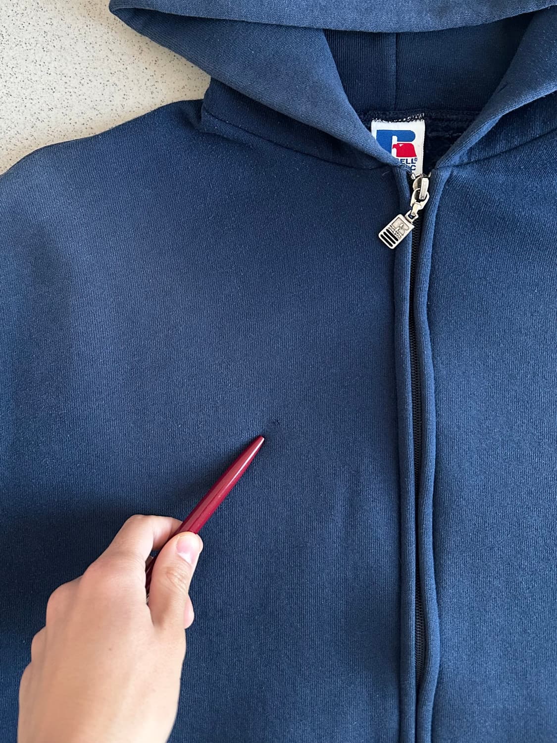 90s 빈티지 러셀 후드집업 네이비 L USA 상품이미지5