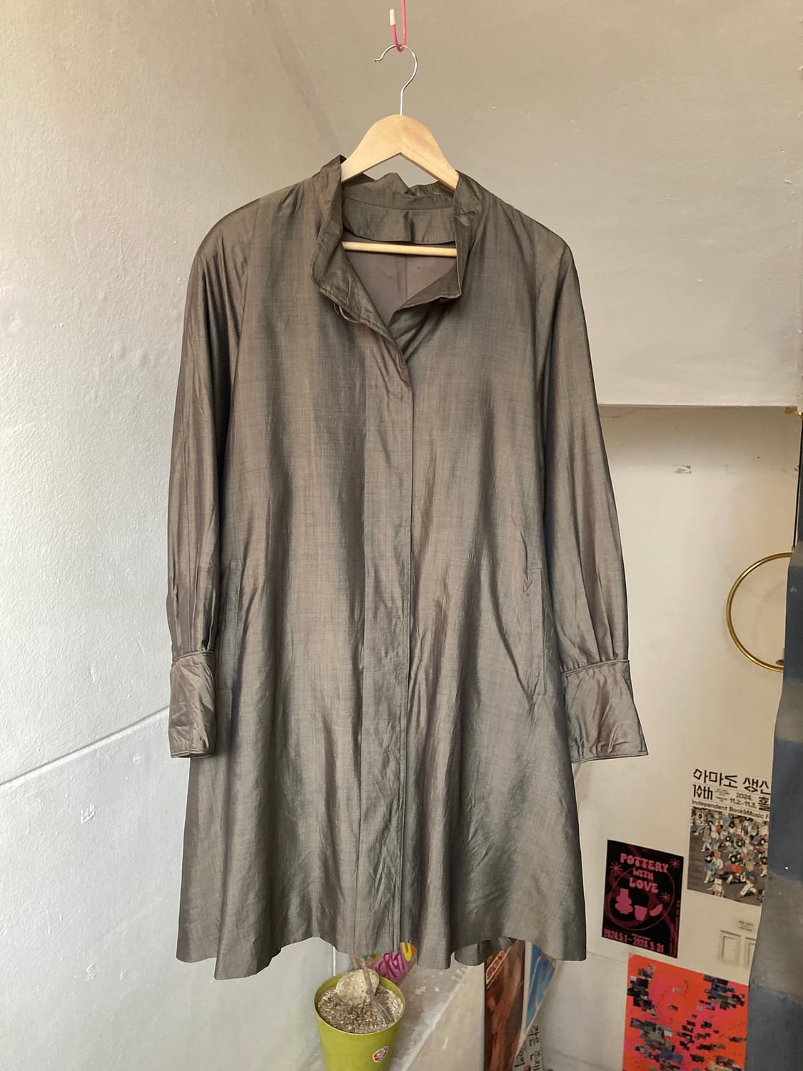 빈티지 실키 브라운 코트 상품이미지1