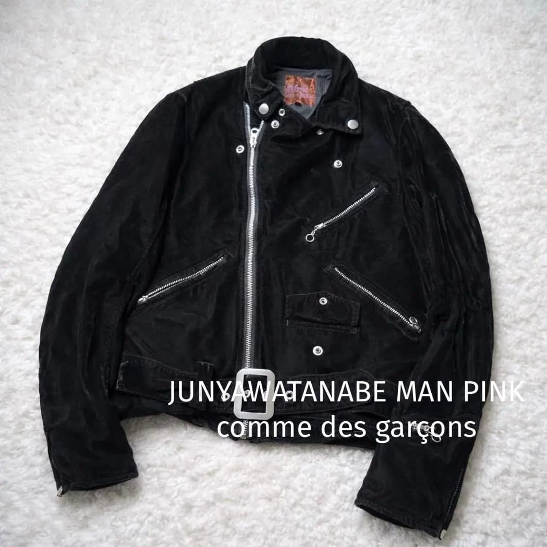 AD2013 준야와타나베 핑크 축융(벨벳) 라이더 자켓 상품이미지2