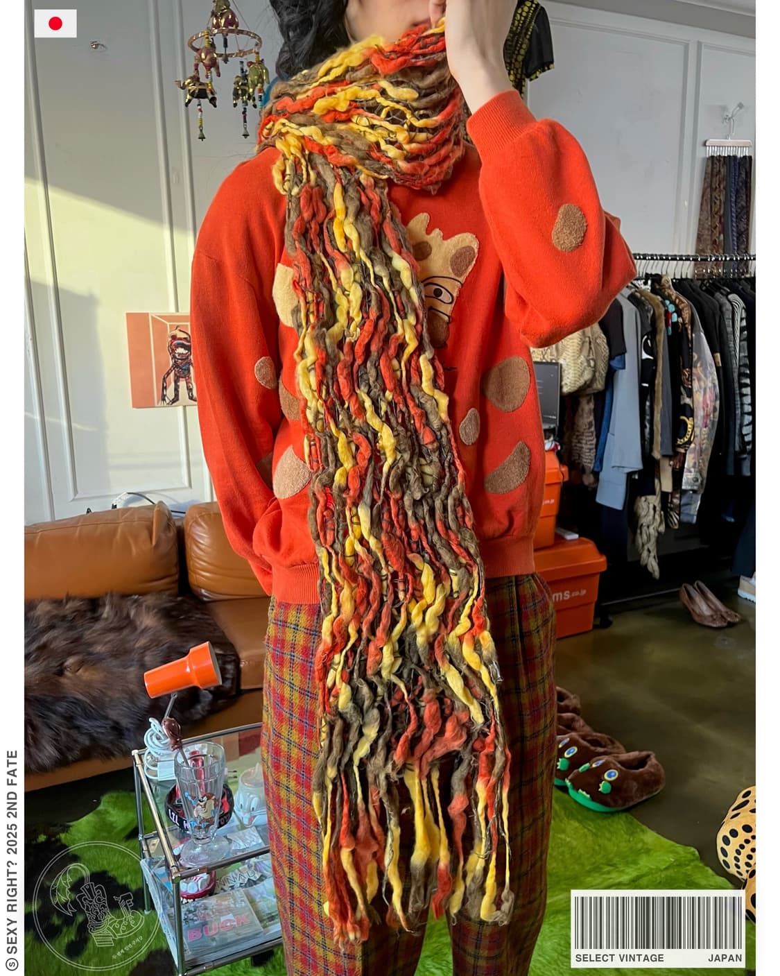 JPN Vintage Tropical 3D Mesh Knit Scarf 상품이미지1