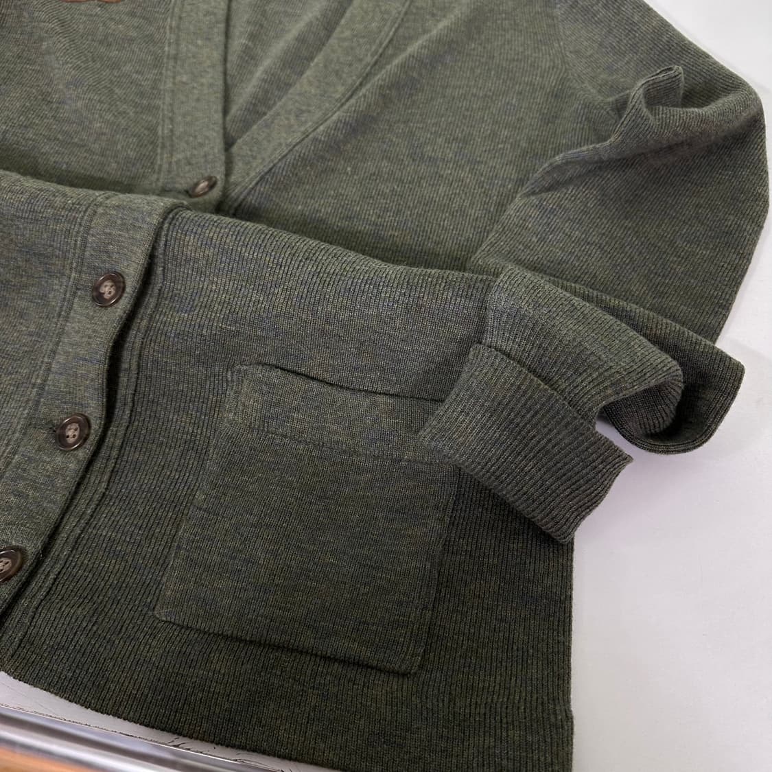 우먼M-L 폴로 랄프로렌 카키 염소가죽패치 메리노울 가디건 상품이미지2