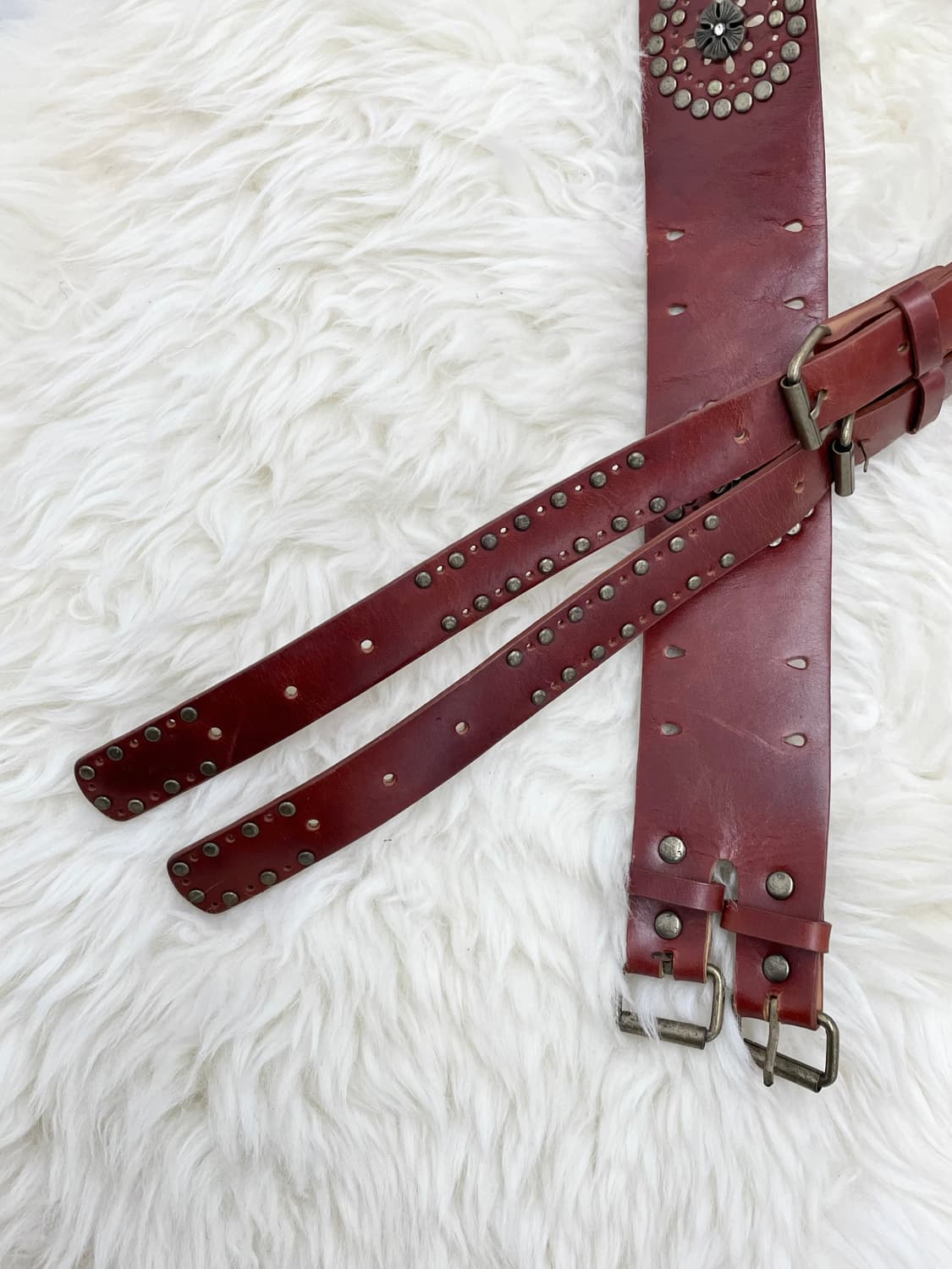 웨스턴 스터드 더블 펀칭 버클 벨트 상품이미지6