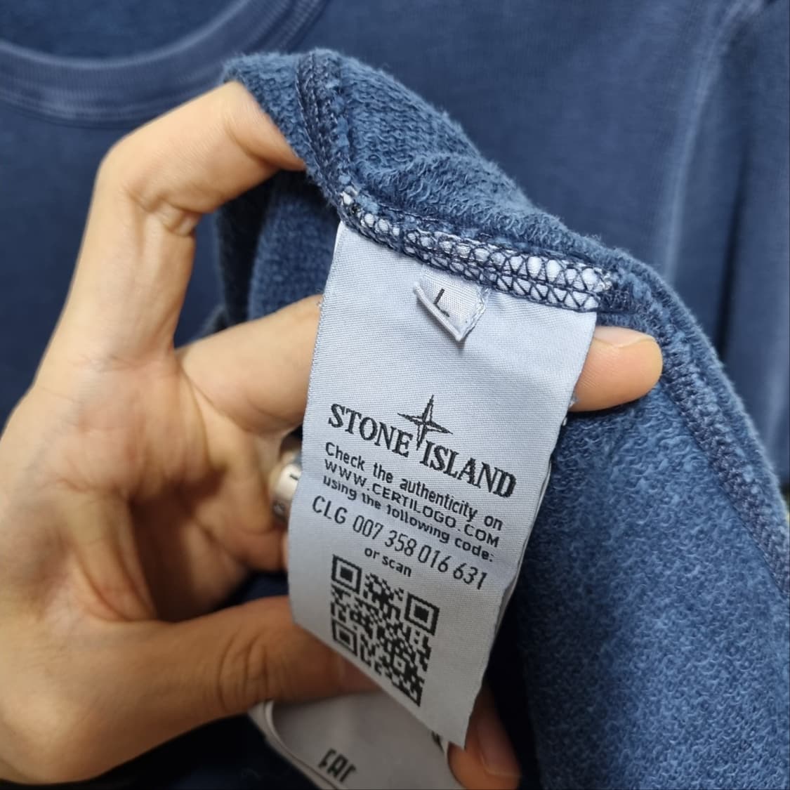( L ) 스톤아일랜드 네이비 맨투맨 티셔츠 상품이미지5
