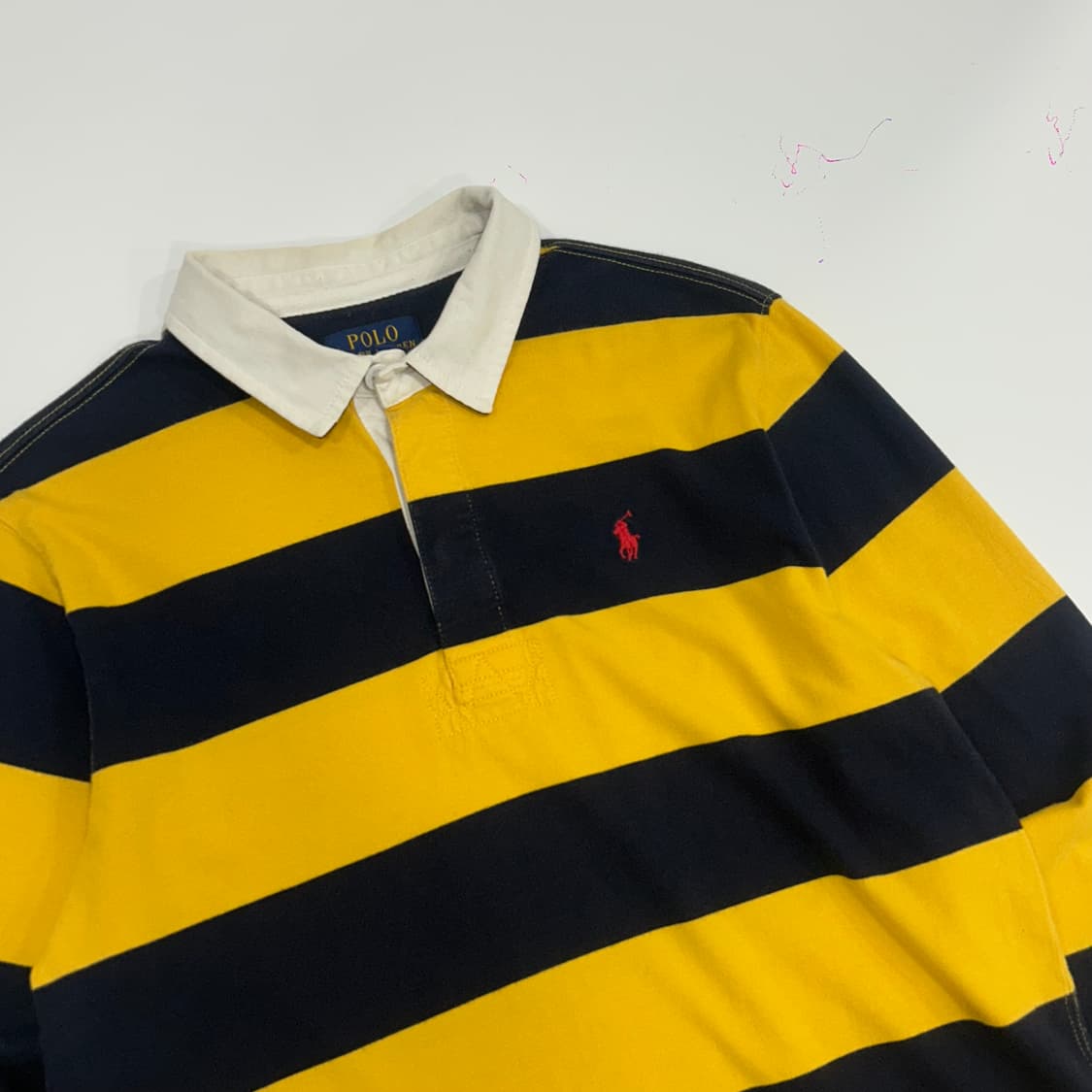 Polo 폴로 네이비 옐로우 스트라이프 카라티 상품이미지4