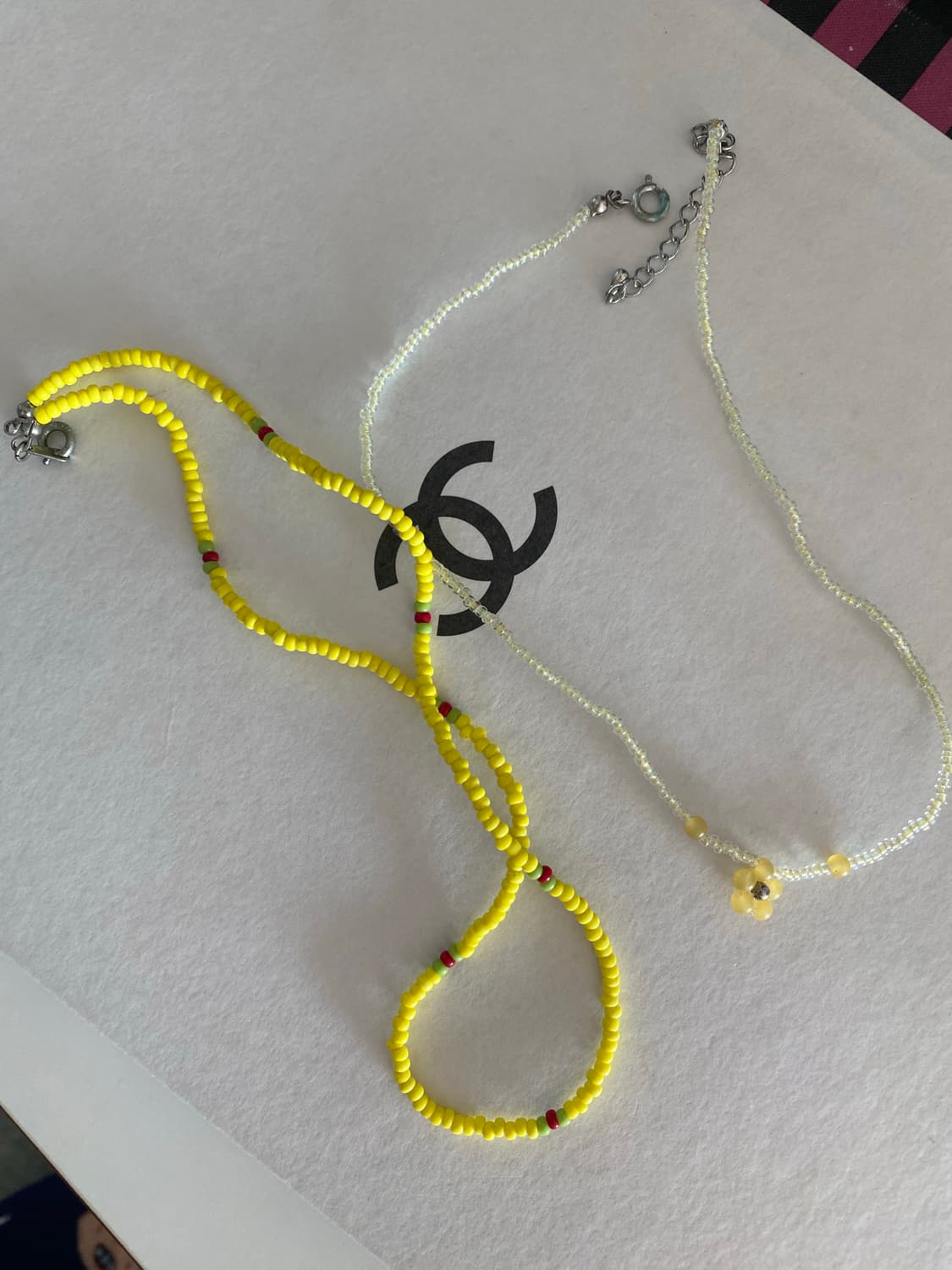 B급 할인 비즈 노랑 목걸이 2 개 일괄 상품이미지1