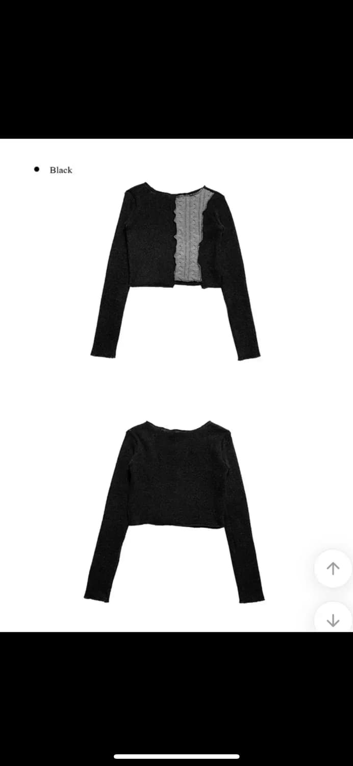 애니원모어 자나 꽈배기 배색 크롭 니트 블랙 상품이미지4