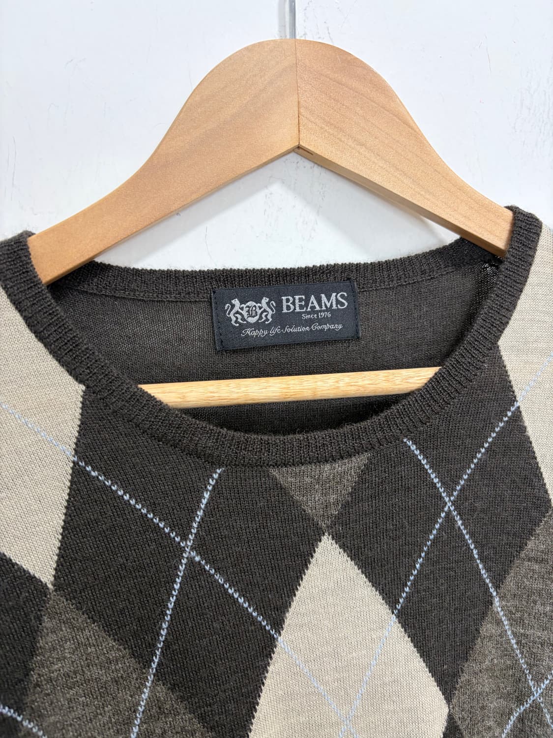 Beams 브라운 아가일 니트 스웨터 상품이미지6